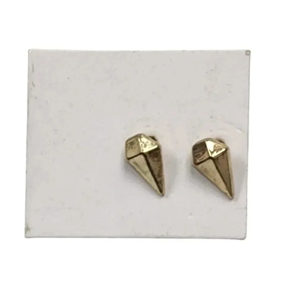 Vintage Faceted Triangle Earrings Gold Tone